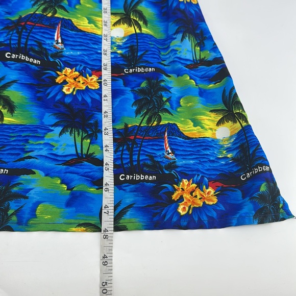 Vintage 90’s Caribbean Hawaiian Tropical Print Terivoile Breathable Midi Dress - Picture 11 of 15